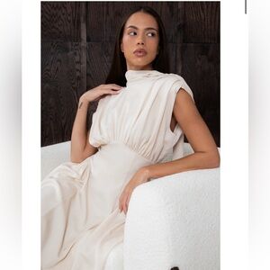 Eliana Sleeveless Scarf Dress, Off White